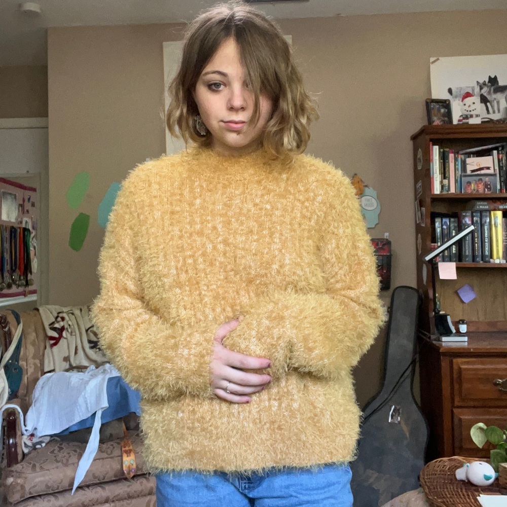 Yellow fluffy sweater